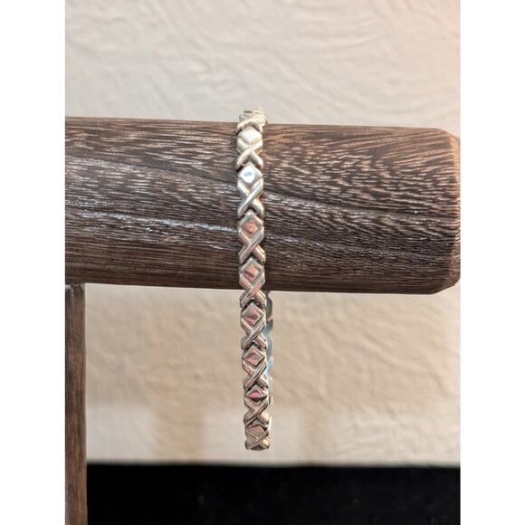 VTG 925 Sterling Silver Cross XO Link Bracelet - Picture 10 of 10